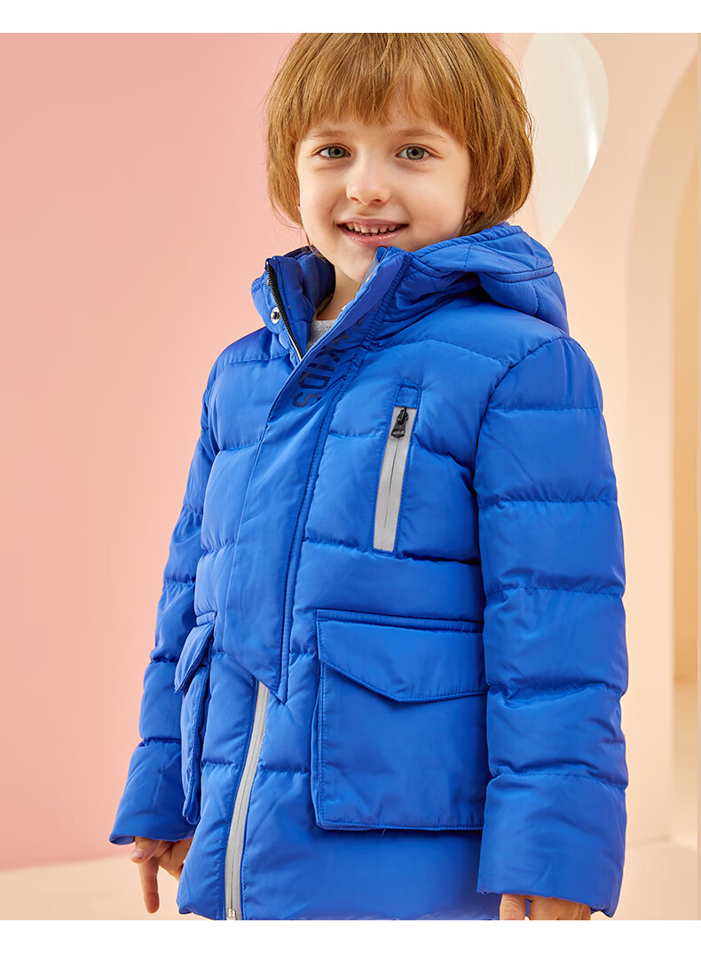 elandkids衣恋男童服童装简约纯色工装风连帽服 red红色/20 105cm