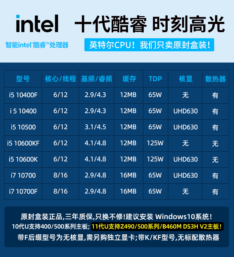 intel/英特尔 i5 10600kf i510600k盒装处理器搭技嘉z590 cpu主板套装