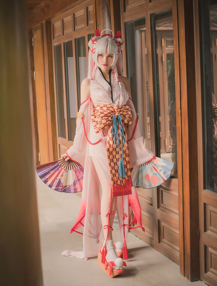 陰陽師cos服不知火阿離和服大正風cosplay服裝女假髮兩把扇子原版木屐