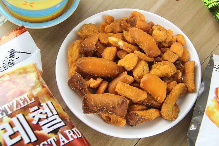 韩国进口面包干酥片浓厚口感零食85g3袋蜂蜜芥末味85g3袋