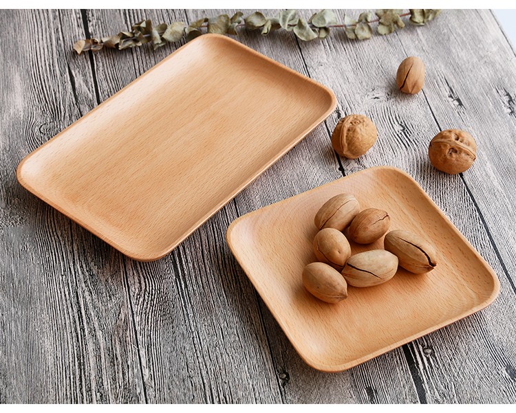 日式榉木圆形木盘子大小木质水果盘点心寿司蛋糕干果木碟家用实木托盘