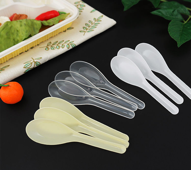 一次性勺子塑料汤勺打包外卖快餐饭勺商用透明加厚甜品勺调羹汤匙白色