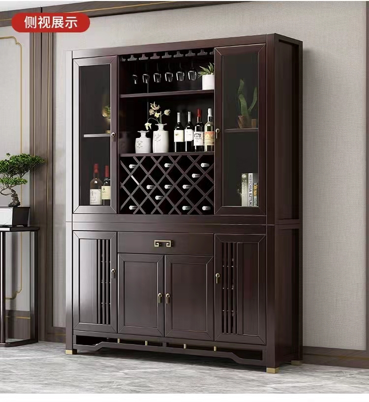 皇颂新中式实木酒柜餐边柜鞋柜一体组合柜子禅意家用客厅储物柜家具