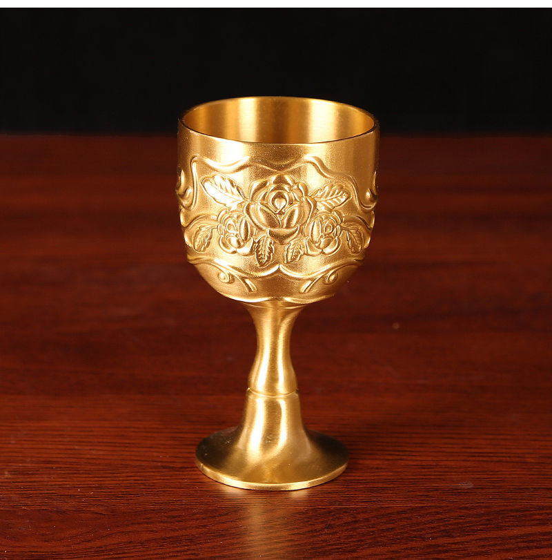 【纯铜】黄铜白酒杯子一口杯家用白酒一两二两复古酒杯子批发 红铜爵