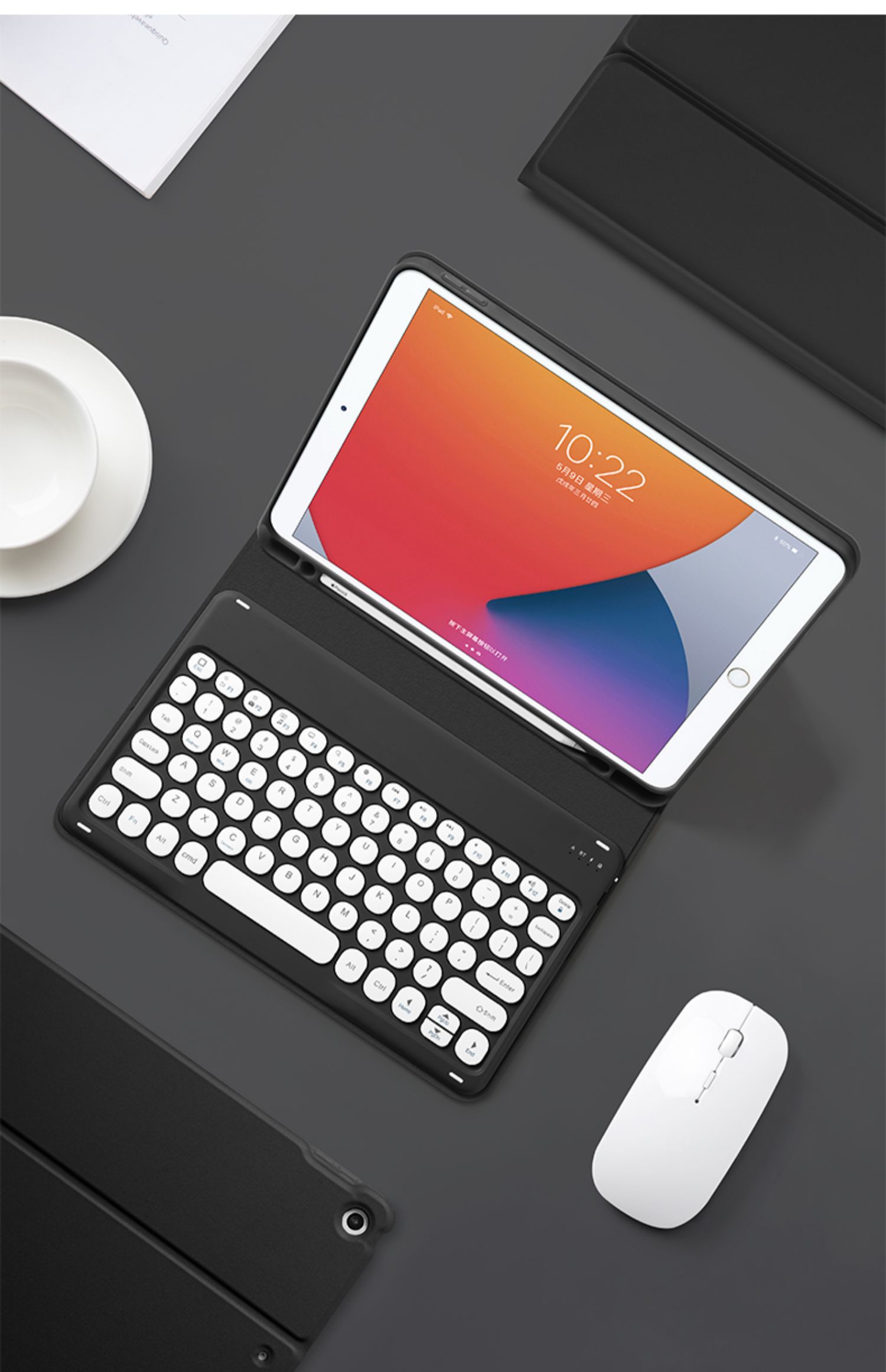 迷雾蓝【普通方键盘 白色蓝牙鼠标】 ipad 2020(10