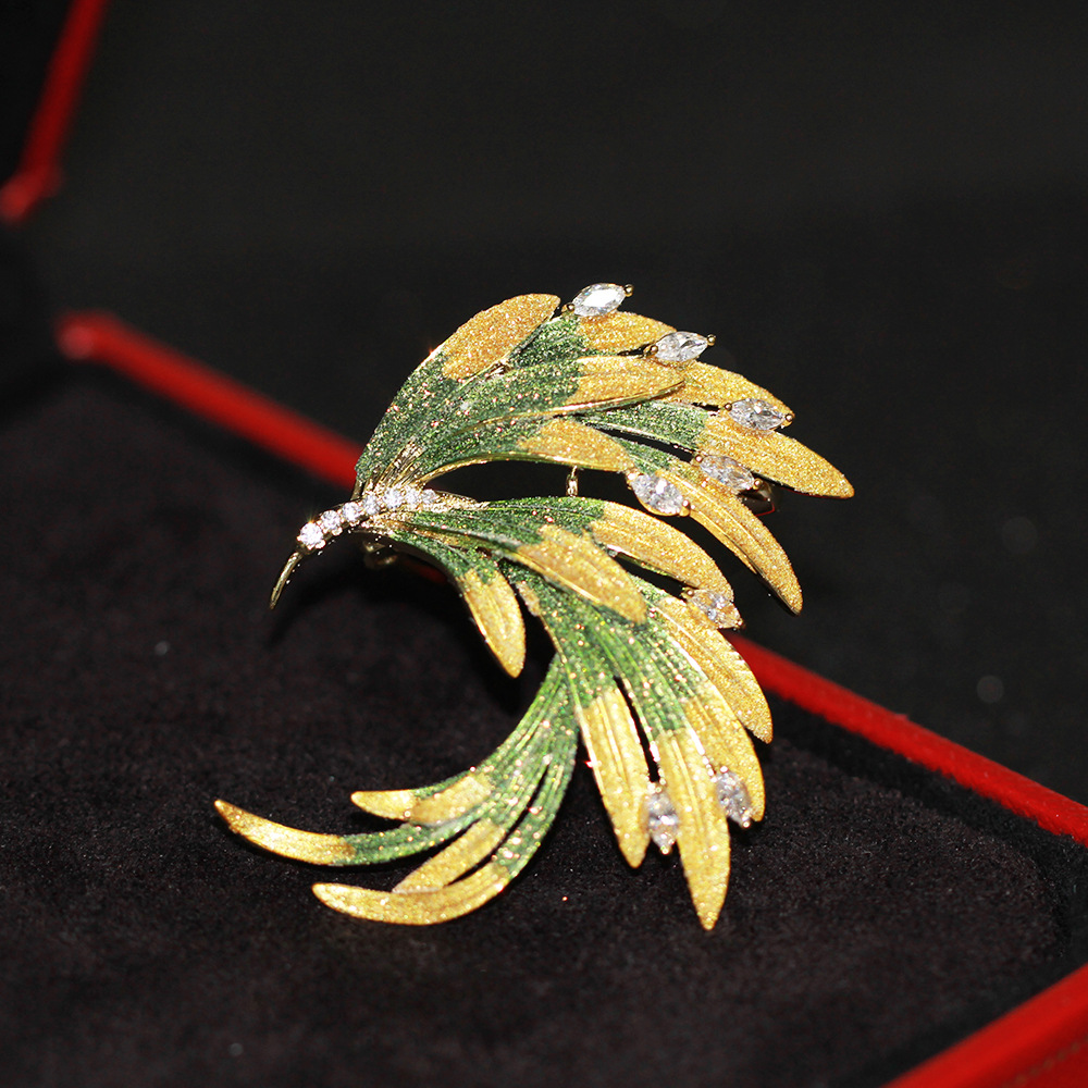 中国风凤凰翎羽胸针珐琅少府复古典雅欧式高端大气质精致舒适轻奢华