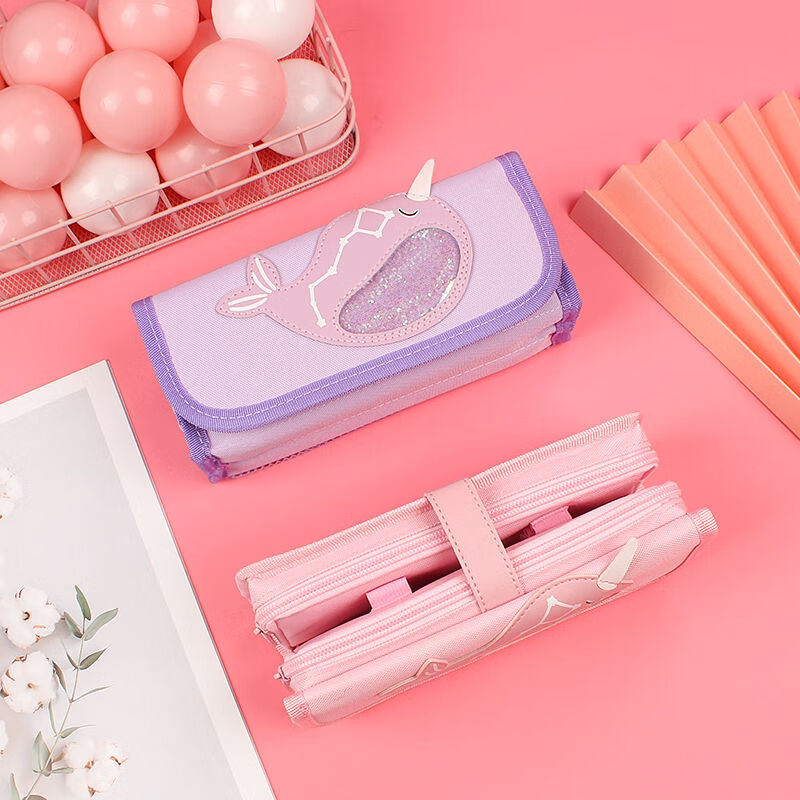 流沙笔袋小学生可爱铅笔盒文具盒女韩版可爱网红初中女生笔袋 19015