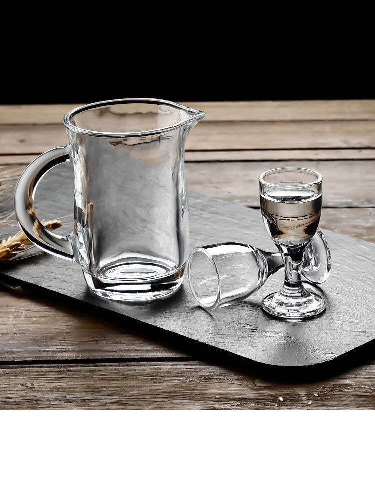 白酒杯套装家用水晶玻璃杯架小号酒盅一口杯烈酒杯酒具分酒器80壶青莲