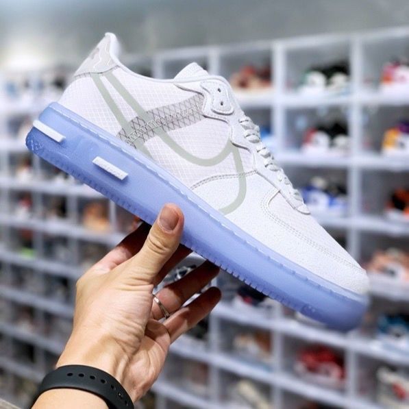 纯原af1 react qs light bone 骨白冰蓝 空军一号运动休闲板 , cq8879