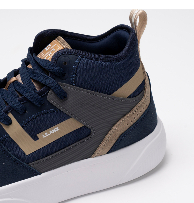 利郎轻时尚男鞋lilanzlessismore新款高帮休闲鞋男潮流板鞋q0dxl303蓝