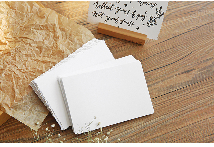 双面空白白卡纸a6明信片水彩卡纸手绘贺卡卡片花边白卡纸250g