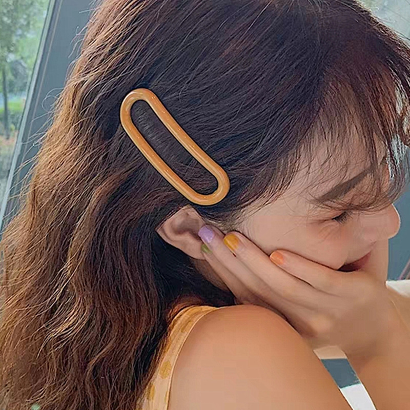 发卡彩色一字夹泫雅青蛙扣夹百搭少女刘海边夹a深蓝色