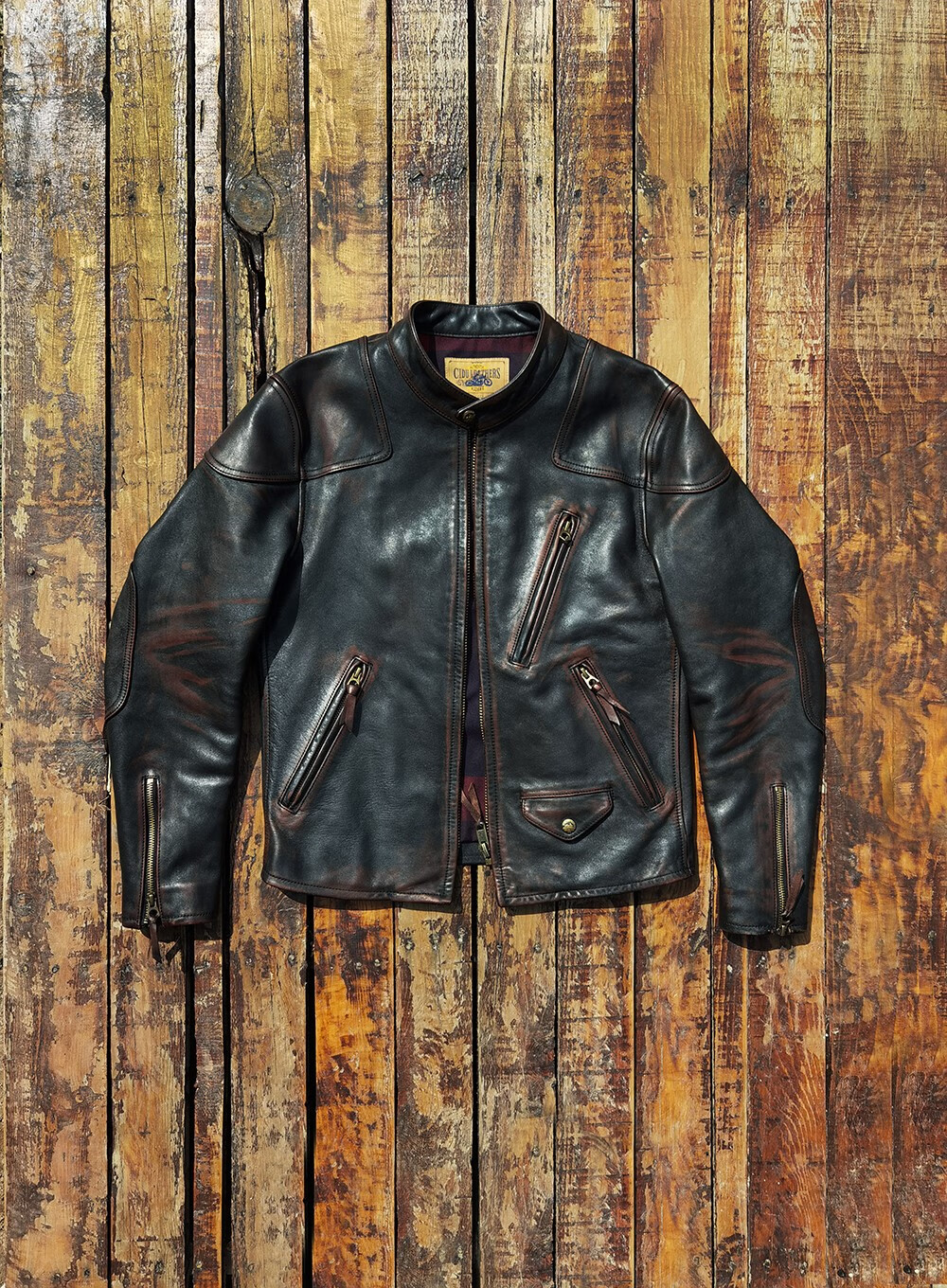 rrl皮衣毒液美式复古rrl毒液皮衣擦色做旧茶芯马皮立领机车夹克定制款