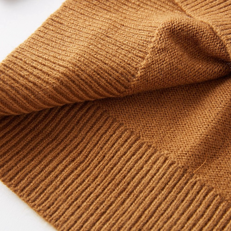 美特斯邦威女翻袖净色连帽长袖毛衫棕色s15580a