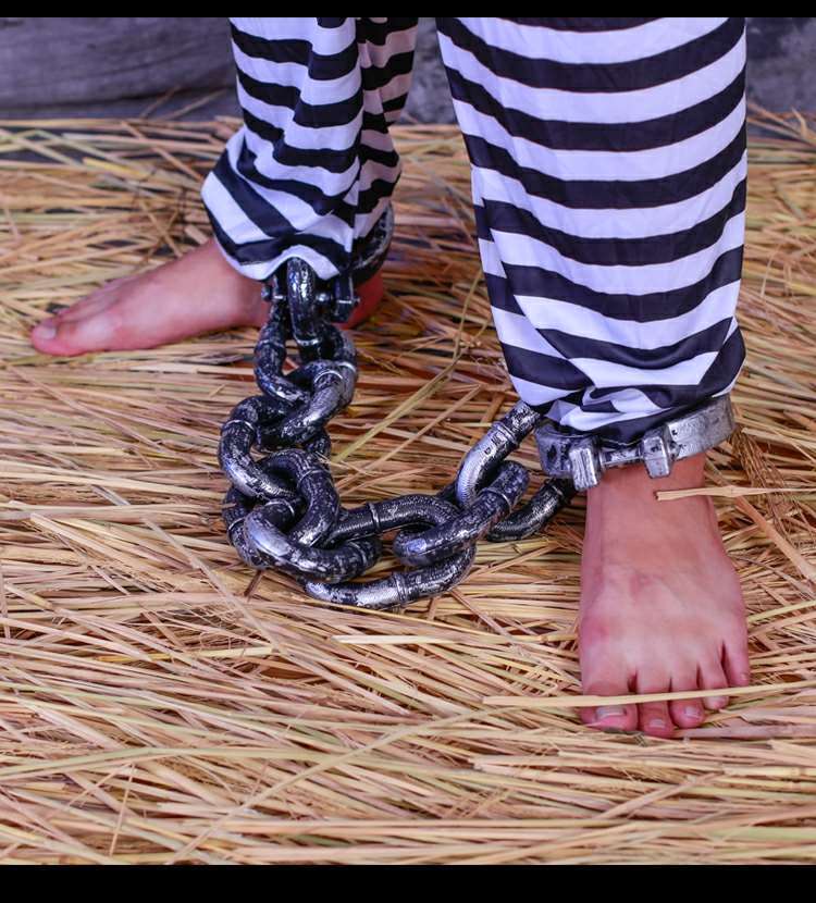 脚镣万圣节恐怖塑料大铁链囚犯罪犯脚镣手铐枷锁影视表演cos道具 脚镣