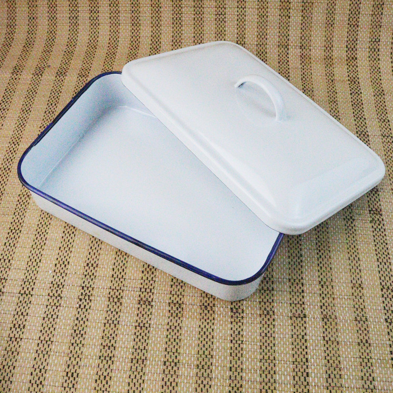 带盖托盘 多规格长方形盘 方盘实验化工消毒盘 大小规格搪瓷带盖托盘