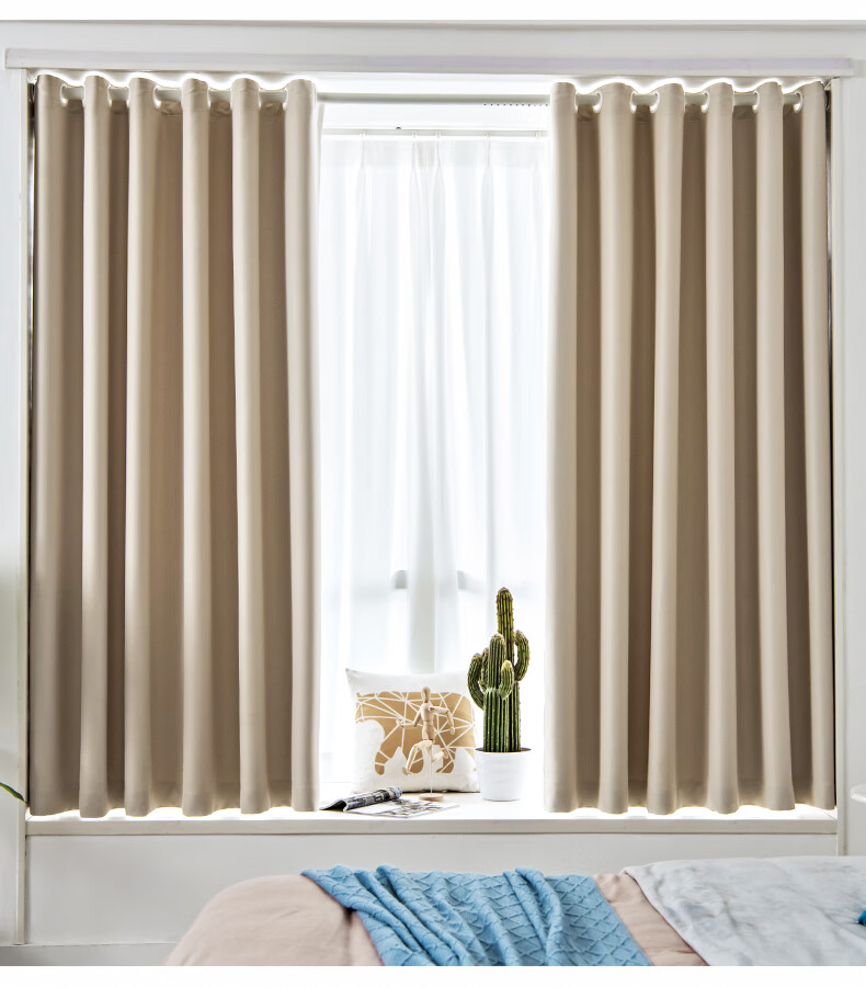 简易窗帘免打孔安装罗马杆一整套全遮光2021年新款卧室客厅飘窗遮阳布