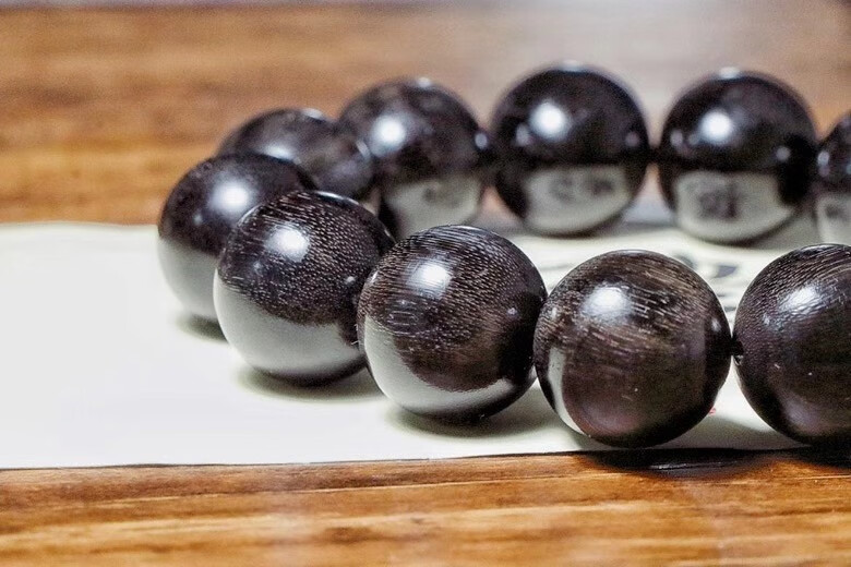 精品纯黑料黑驴蹄子圆珠手串文玩佛珠念珠男女饰品鱼子纹 满竹丝纹