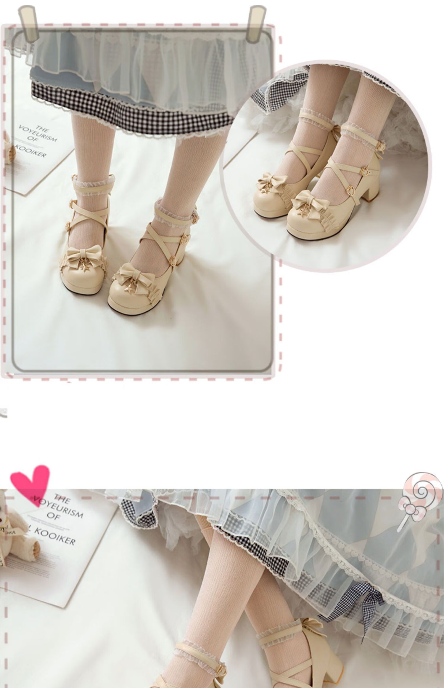 白色波波熊ita高跟鞋花嫁lo鞋子原创洛丽塔小皮鞋中跟有点圆 红色 30