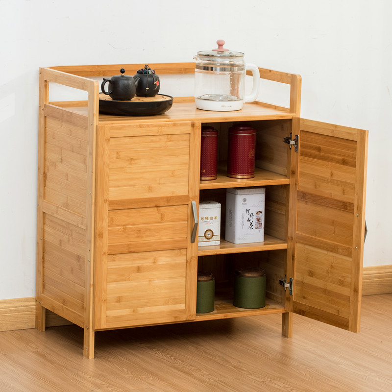 楠竹餐边柜现代简约茶水柜置物架储物柜厨房碗柜微波炉柜桌边柜子新