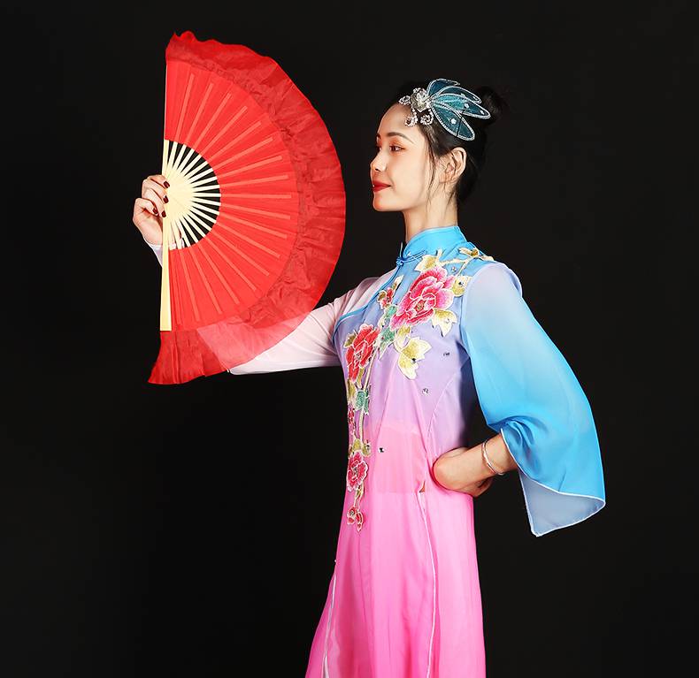 舞蹈扇子云南花灯扇子儿童考级8吋荣昌胶州舞蹈丝巾手绢茶山放歌小红