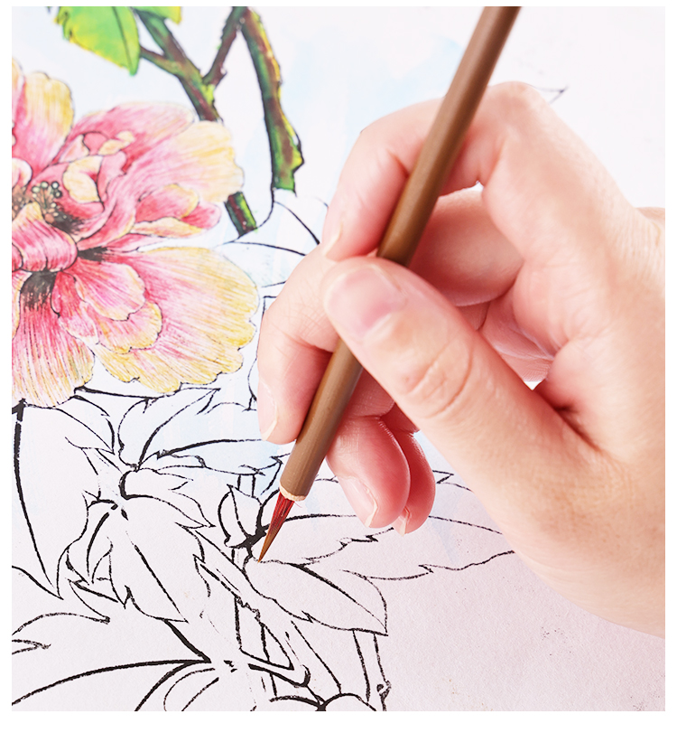 诺诗诺工笔画勾线笔毛笔叶筋笔瘦金体专用国画笔鼠须狼毫紫毫花枝俏