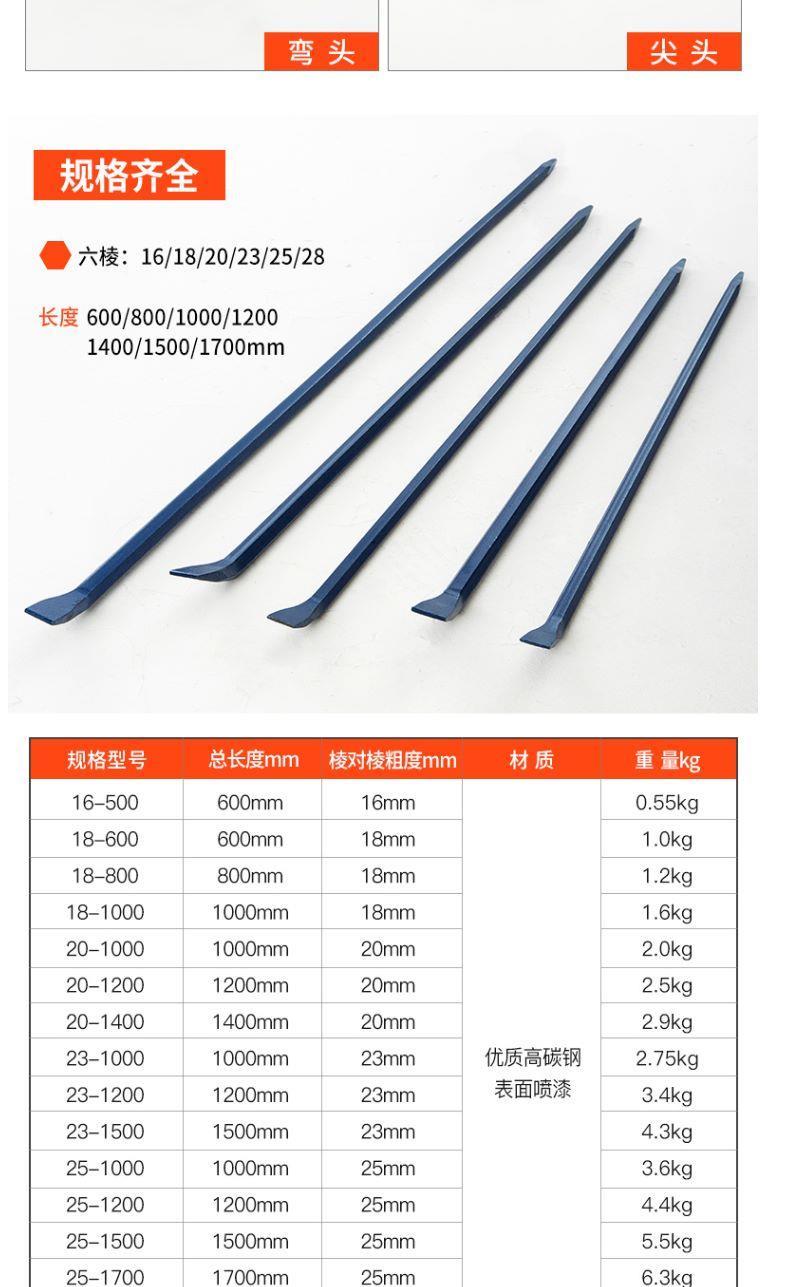 ke撬棍撬棒起钉器橇杠翘棍汽修撬胎棍棒拆木箱翘轮胎工具钢钎定制款