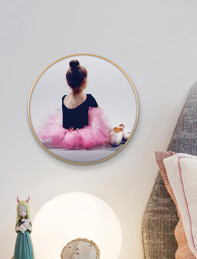 芭蕾舞装饰画舞蹈室墙面装饰壁画儿童励志艺术学校培训班圆形挂画u874