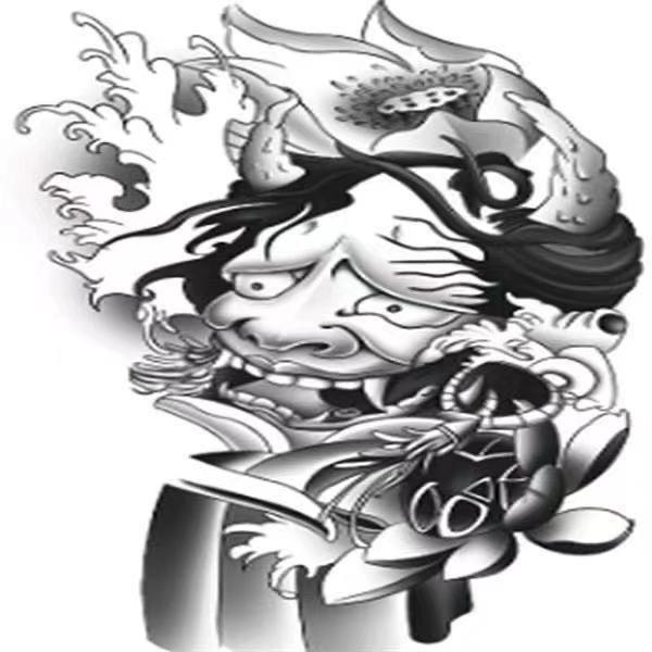 恋依小铺般若纹身贴男小手臂腿部黑色暗黑手臂半臂花臂防水刺青贴q1半