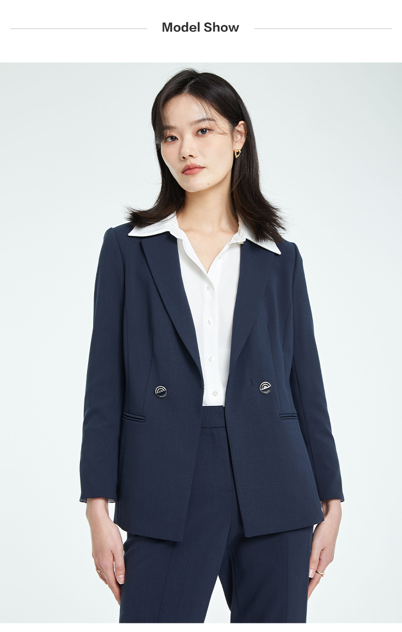 prich【商场同款】2022早秋款双排扣设计感小众薄款职场西装外套女