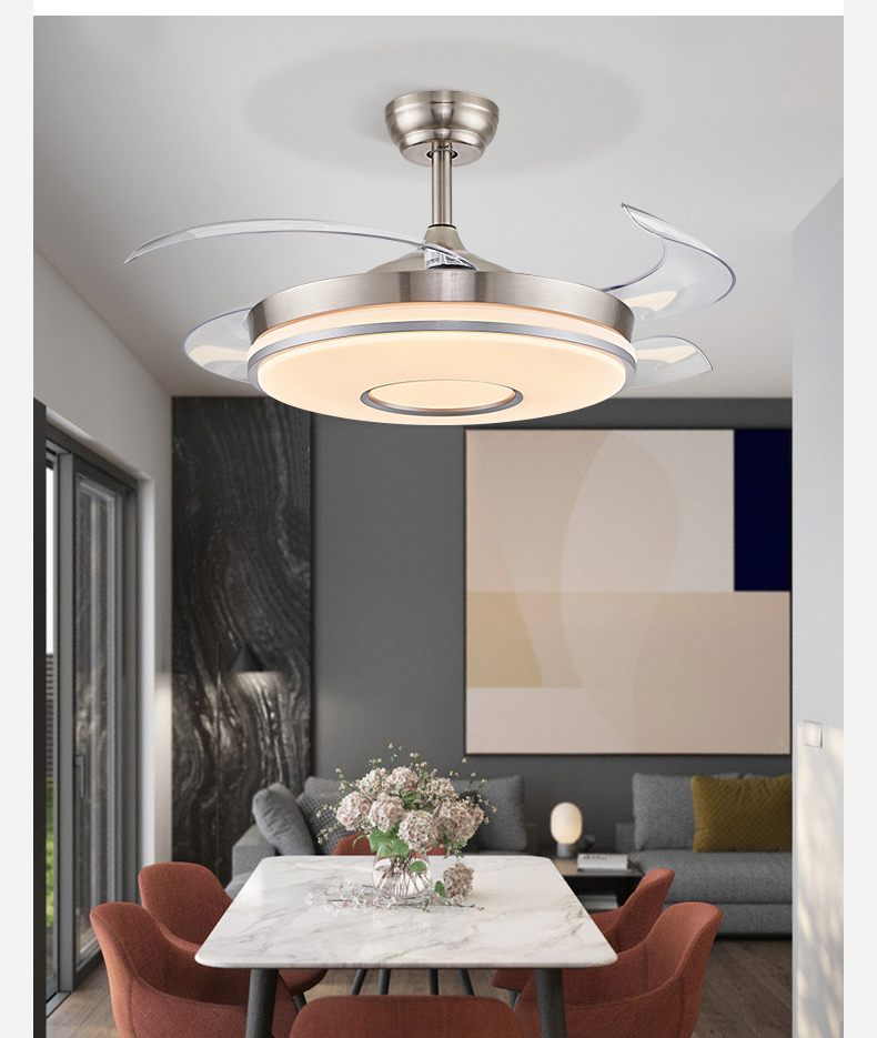 领王隐形风扇灯吊扇灯大风力客厅卧室餐厅家用一体带灯电风扇吊灯智能