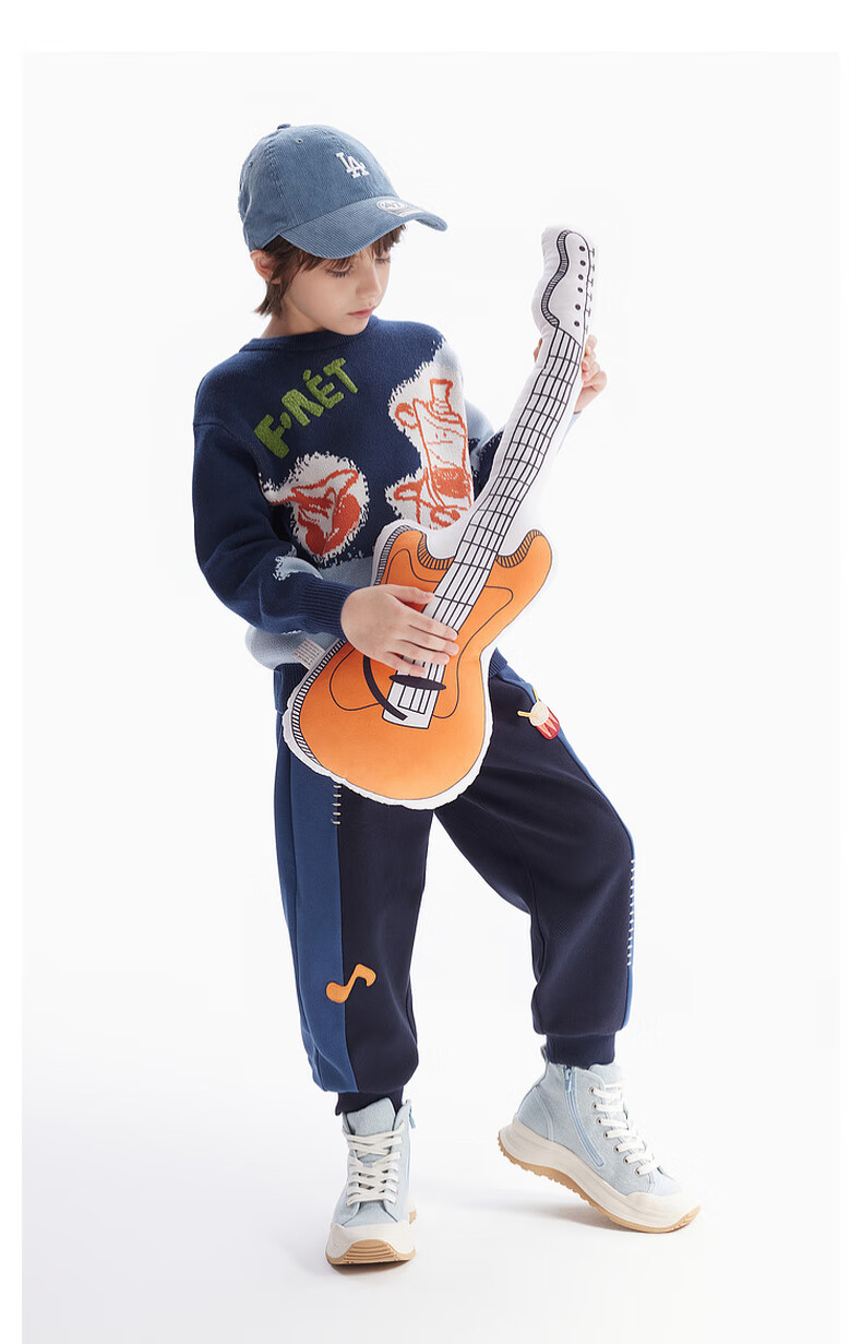 MQD [Designer Series] Boys' Crew Neck Sweater, Spring And Autumn Style Children's Knitwear, Navy Blue, Size 160 6
