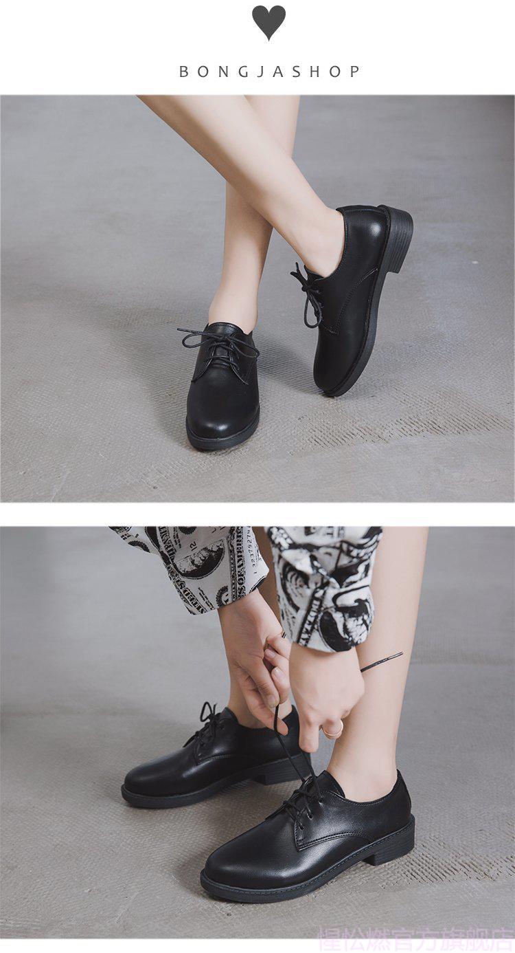 七屿鹿女生面试鞋教师教资考试正装的女鞋子正式夏黑色英伦小皮鞋女单
