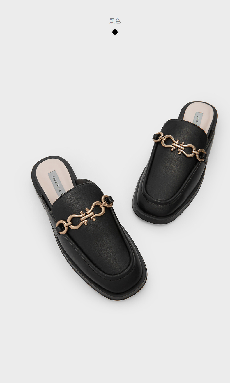charleskeith早春新品ck170380883女士金属装饰低跟穆勒鞋半拖鞋粉