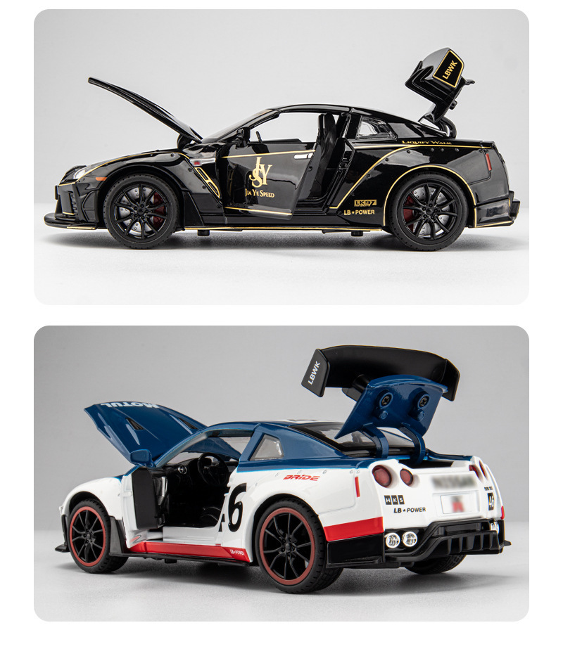 日产gtr合金汽车模型声光回力玩具跑车赛车东瀛战神122白色