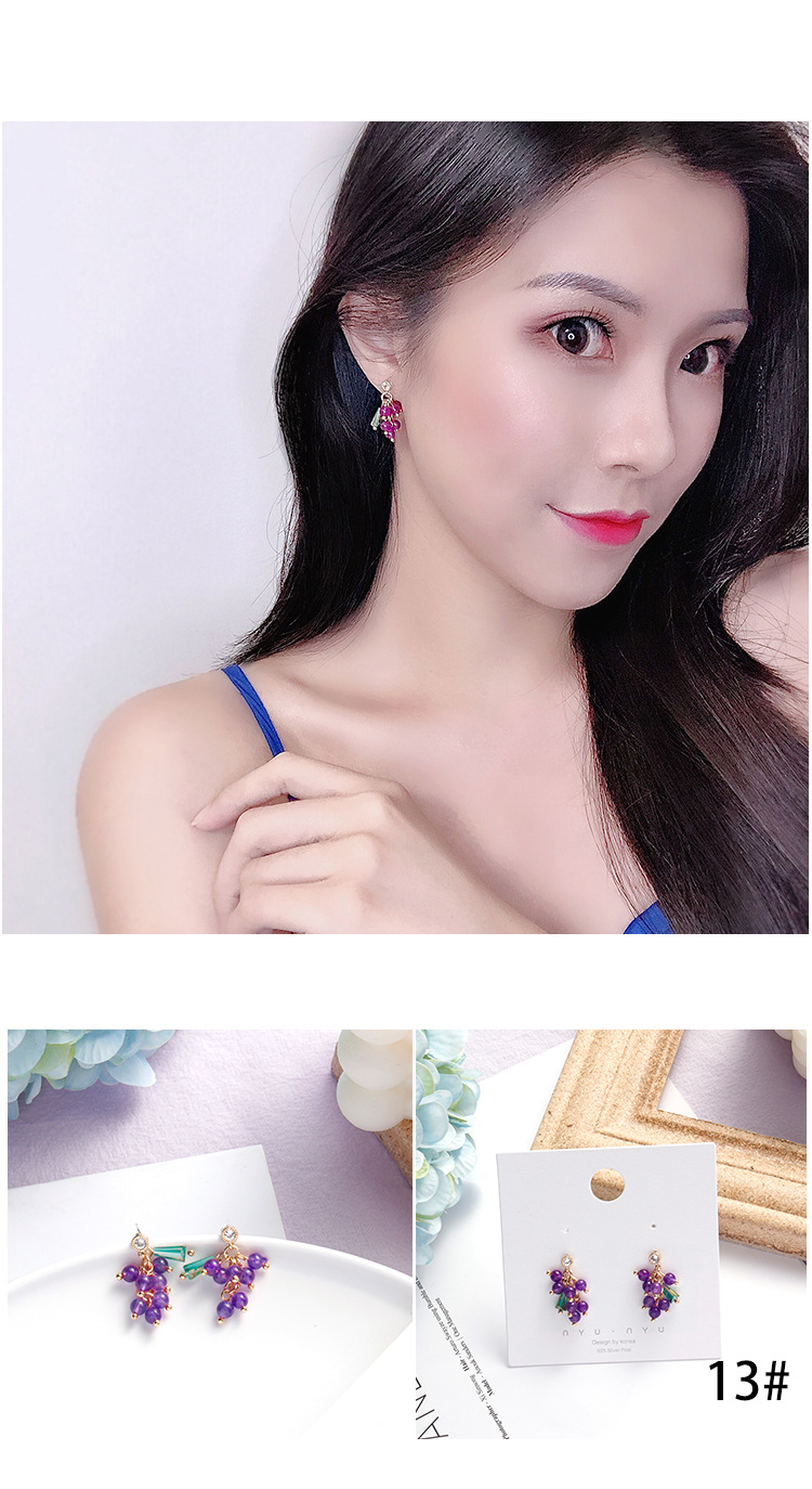 京粉新款耳环潮紫色系简约小清新耳钉女韩国气质网红花朵定情信物情人