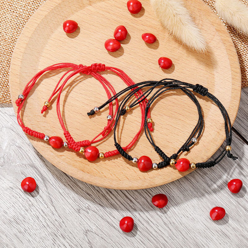 zhangu红豆手链新年小礼物生日伪装学渣贺朝谢俞红豆相思豆红绳闺蜜