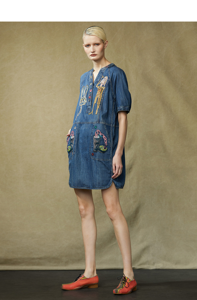 原创设计donoratico达衣岩装2021夏年连衣裙夏夜的梦之六德克蓝xl