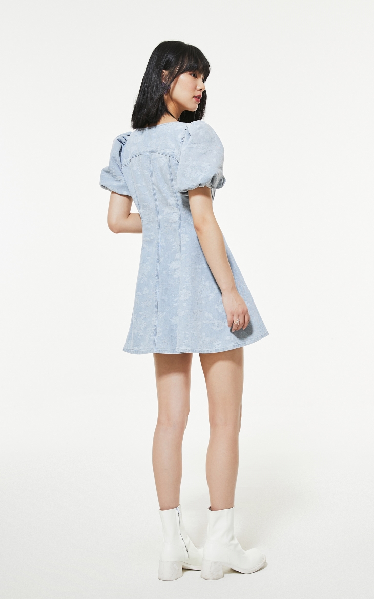 only2021夏季新款a字立体图案链条装饰牛仔连衣裙女121342028 a01 本