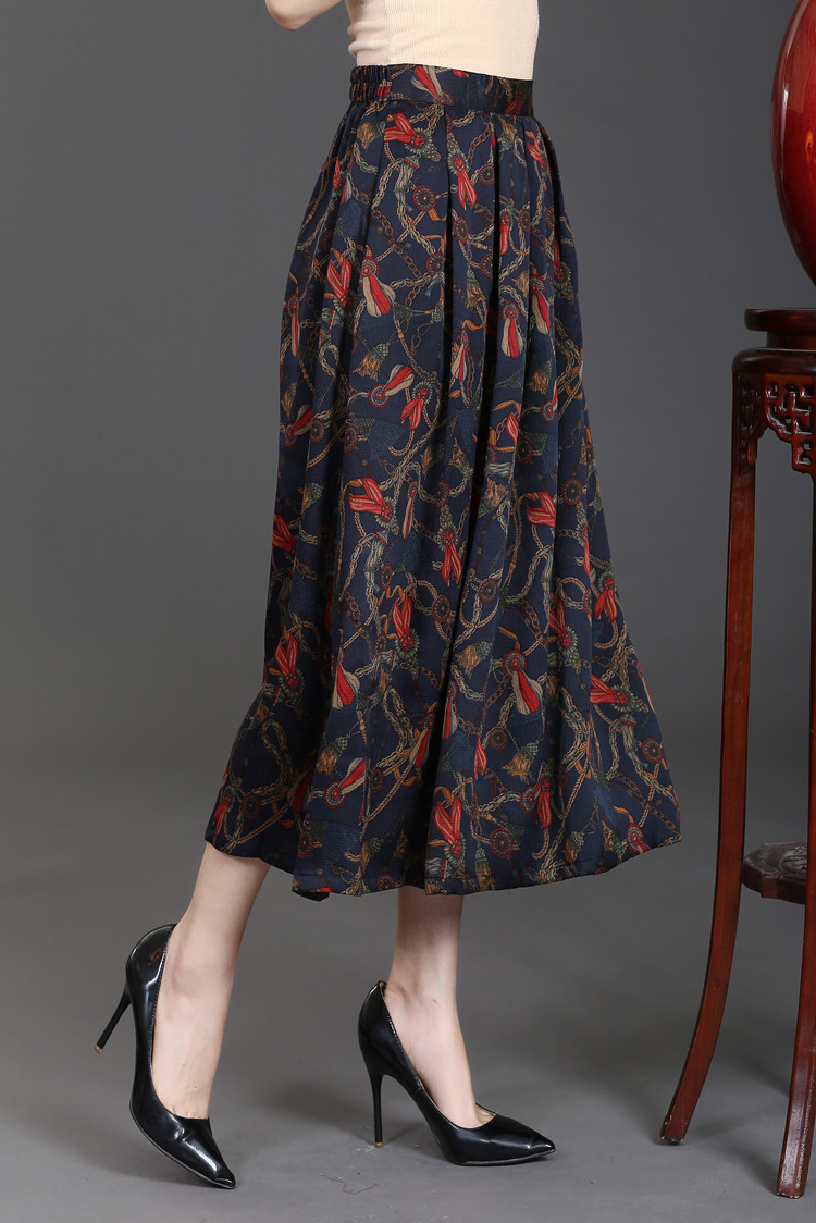 中老年真丝半身裙夏季香云纱大摆裙长款中年女士夏装裙子百搭修身收腰