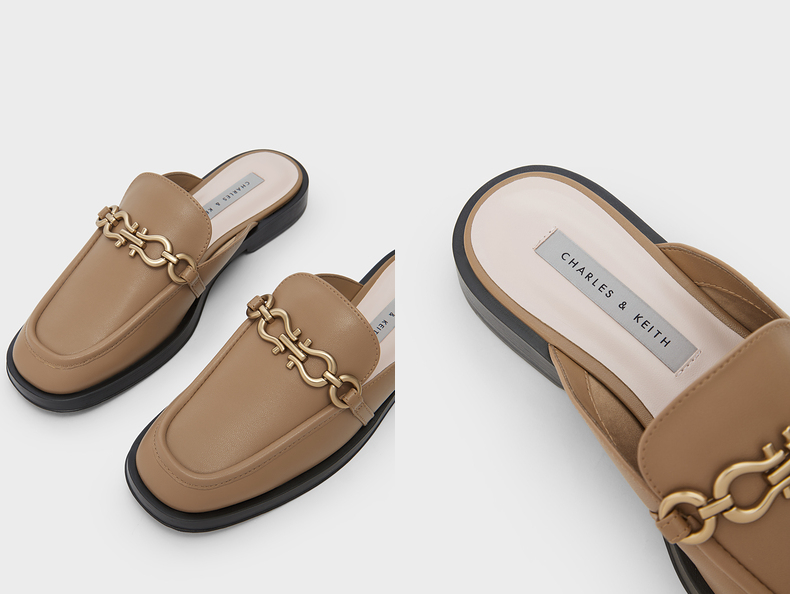 charleskeith早春新品ck170380883女士金属装饰低跟穆勒鞋半拖鞋粉