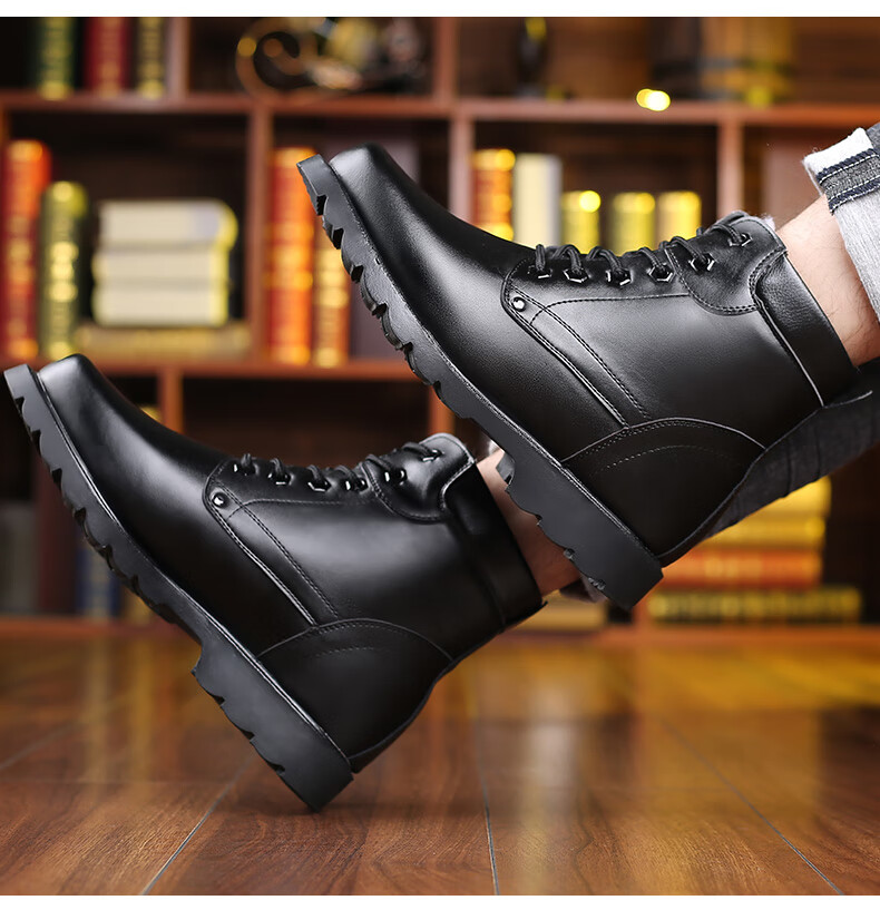 军勾棉靴马丁靴男冬季加绒保暖加厚军勾皮靴真皮男士皮鞋雪地靴东北大