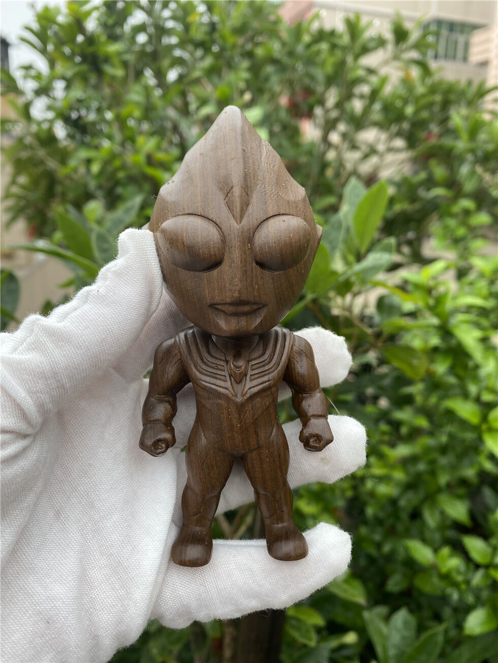 【檀椿阁】 奥特曼绿檀木雕把件 迪迦奥特曼手把件实木雕刻工艺卡通