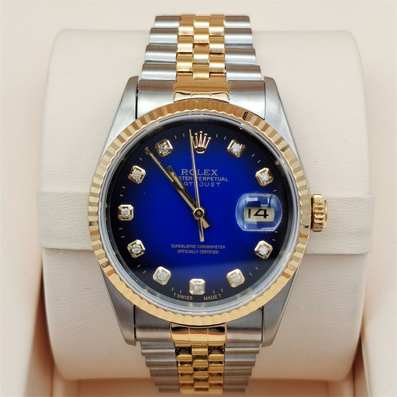 【二手95新】劳力士手表日志型系列16233间金后镶钻日期自动机械表男