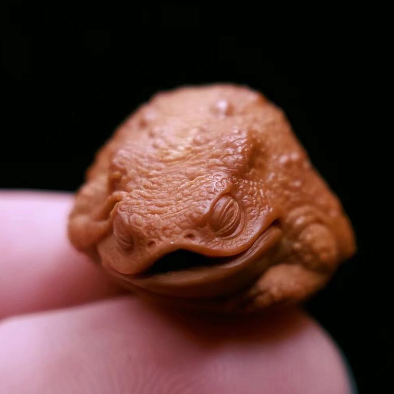 盘道橄榄核单籽招财金蟾23大籽橄榄核雕文玩单籽男士手把件定制2330cm