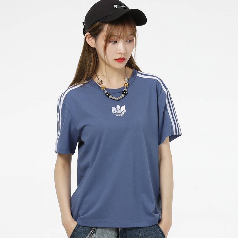 adidas阿迪达斯三叶草女装夏季新品运动服跑步训练出行透气休闲圆领