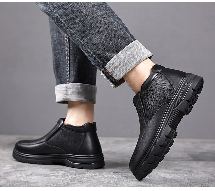 EGCHI Business Casual Shoes for Men, Leather Slip-On Shoes, Top-Grain Cowhide, Middle-Aged Footwear, 36274 All-Season Style, Size 40 45