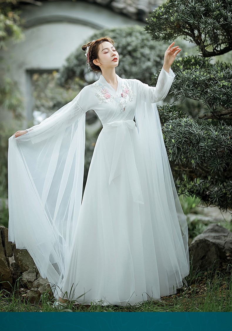 网红抖音电视剧同款 【西江月】汉服女白色广袖流仙裙飘逸古装仙气