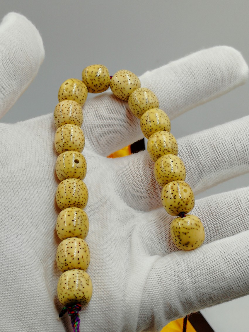 海南料天然黄金龙 原生态鸡油黄星月菩提子108颗桶珠佛珠手串男女