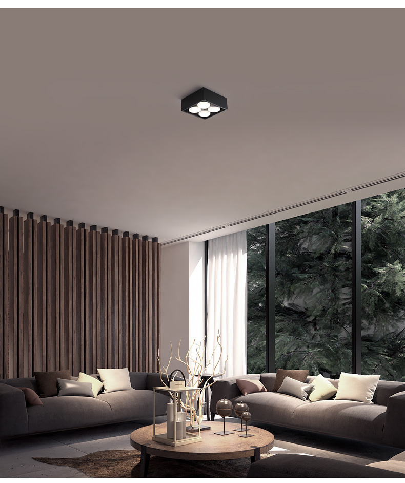 迈博led筒灯明装吸顶灯可调角四头斗胆灯盒子灯客厅无主灯照明 全白款